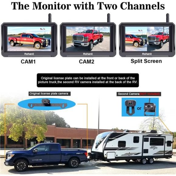 R3 HD 1080P Digital Wireless Backup Camera with 5'' Monitor License Plate Hitch - Picture 4 of 6